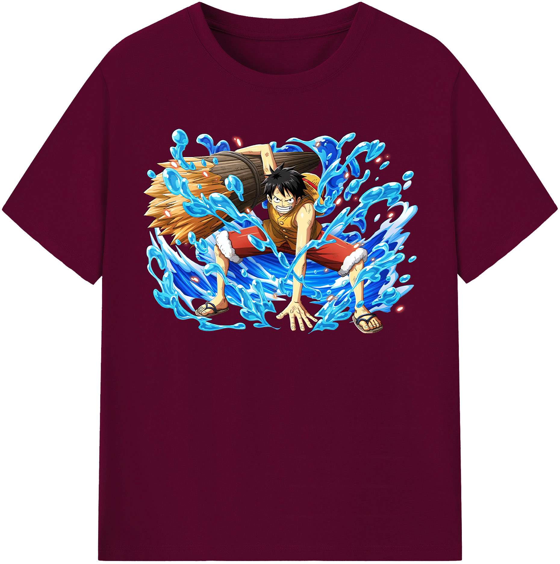 ワンピース モンキー・D・ルフィ ONE PIECE Monkey D. Luffy レディースカジュアルプリントTシャツ（綿100％）